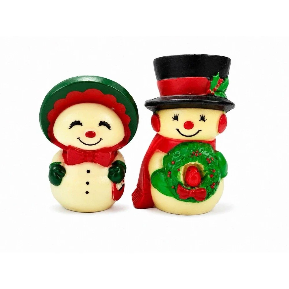 Vintage Hallmark Mr & Mrs Frosty Snowman Figurines Christmas Decor Set Pair